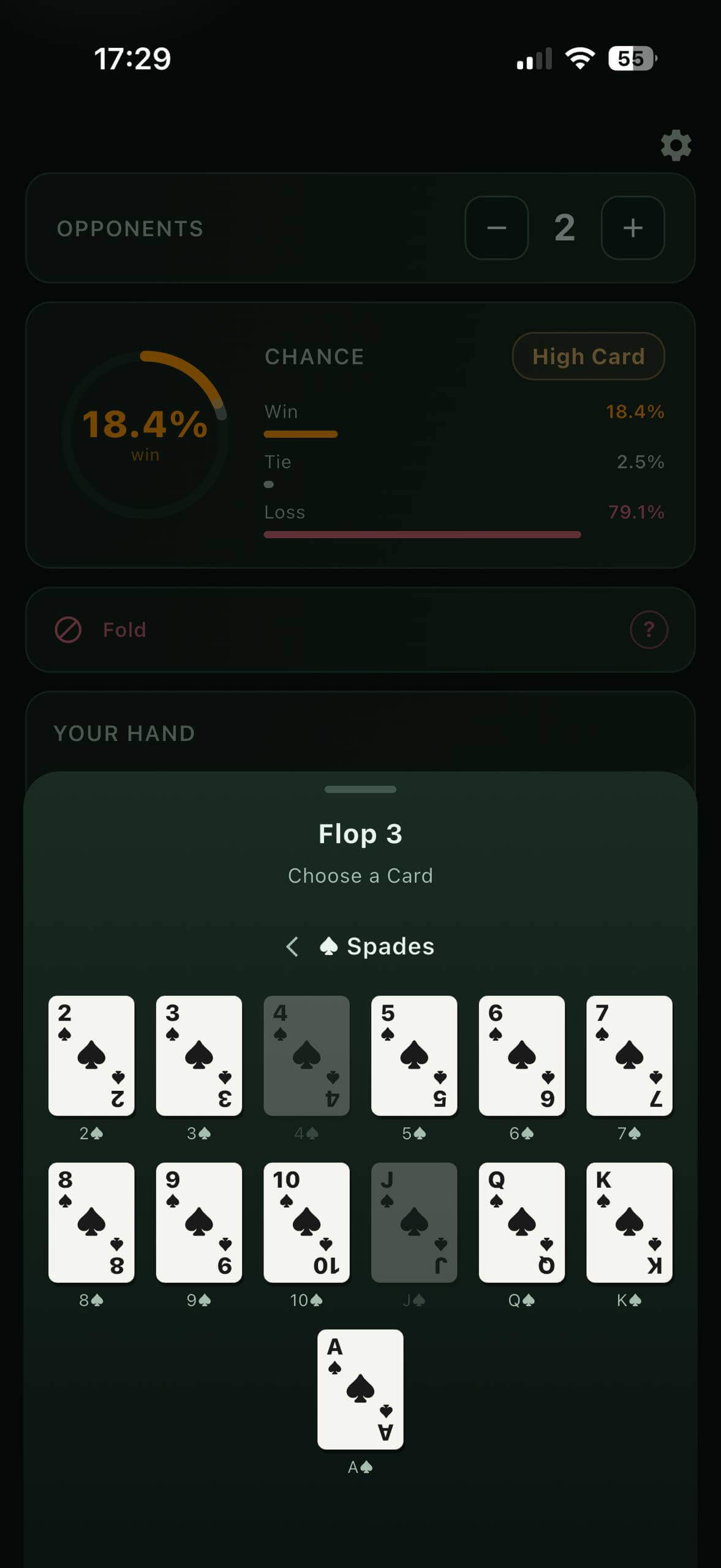 Poker Calc odds calculation
